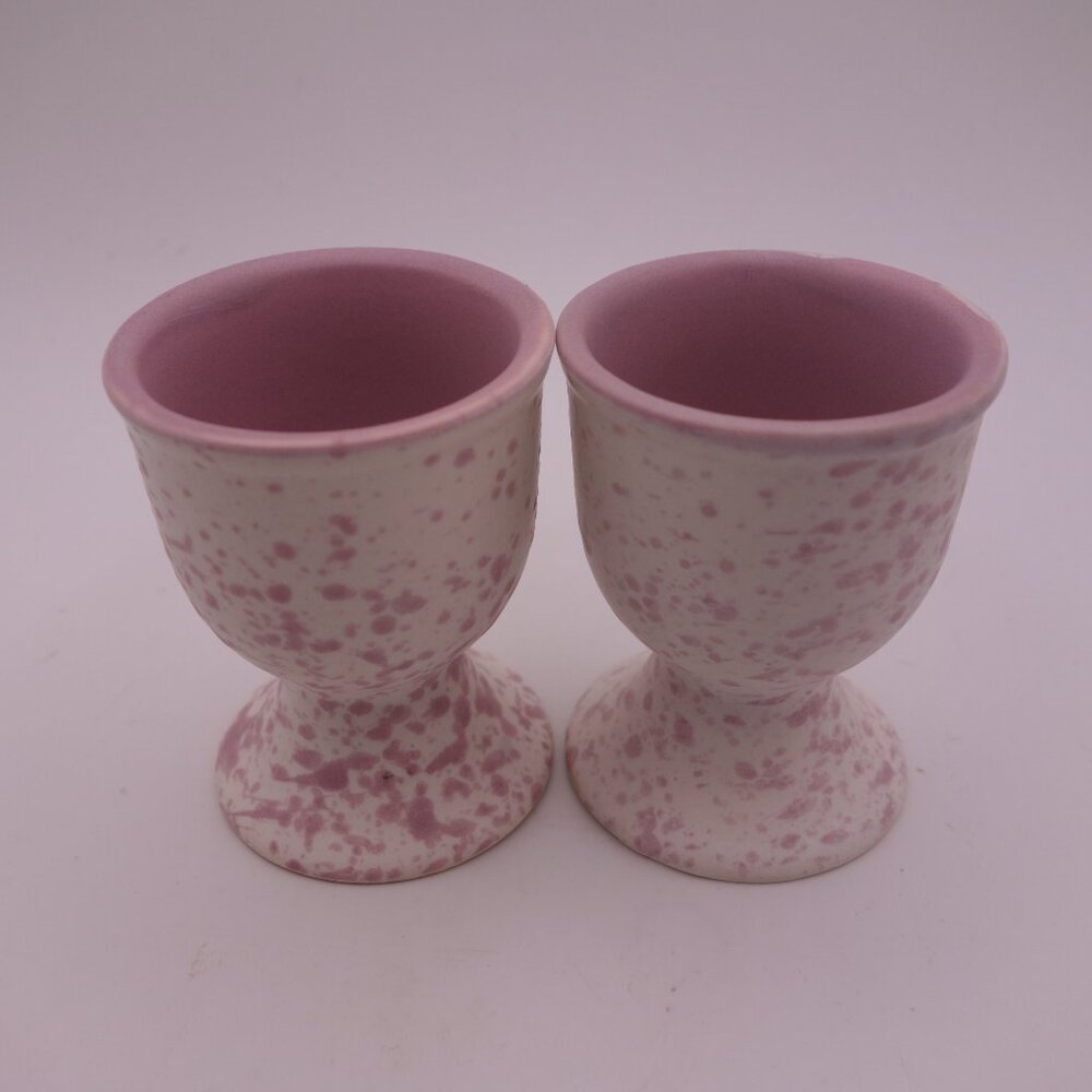 Set of Two(2) White and Pink Egg Cups